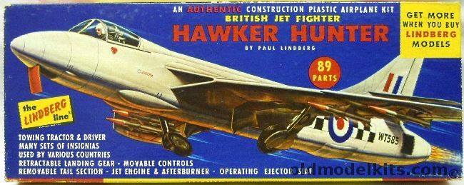 Lindberg 1/48 Hawker Hunter With Tow Tractor - RAF / Swiss / Peruvian Air Forces, 536-100 plastic model kit